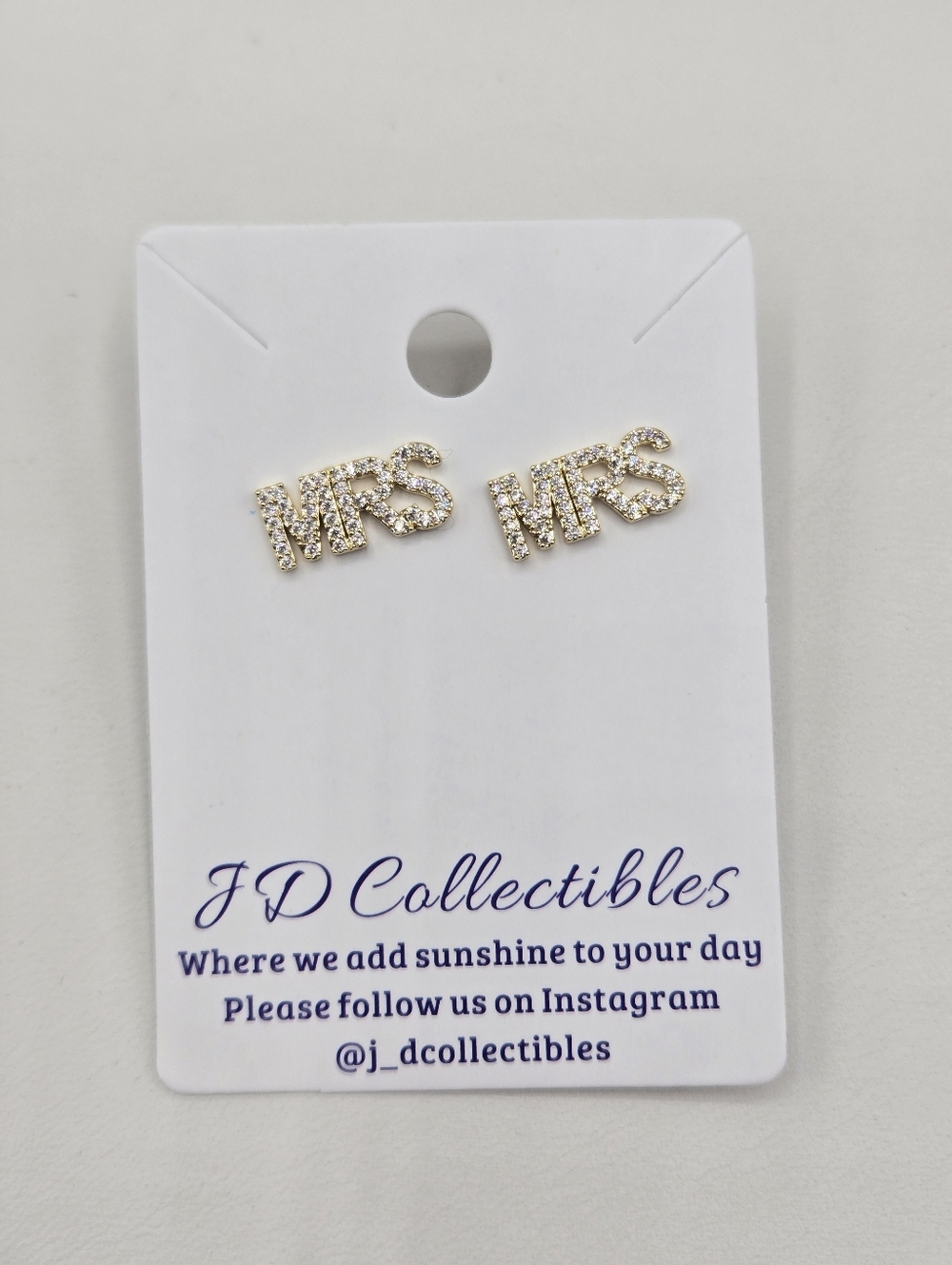 Swarovski Crystal Elements Gold MRS Earrings Anniversary Wedding Bridal Stud - Picture 2 of 5